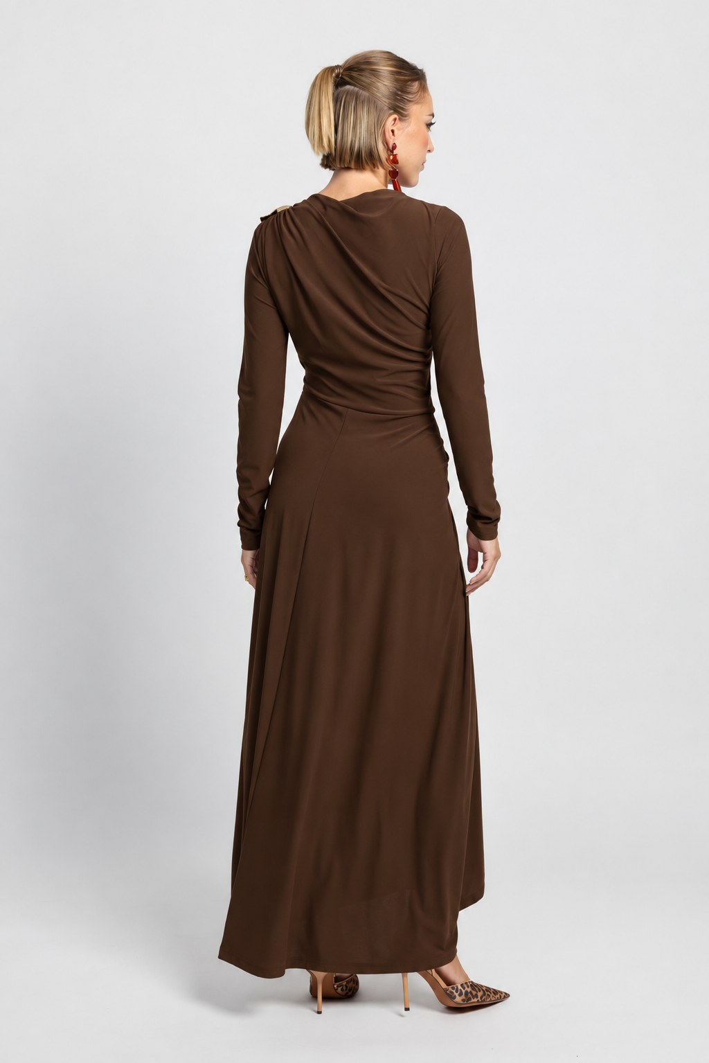 Vestido midi largo Elsa chocolate