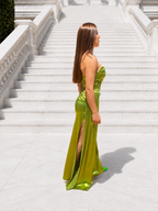 Vestido largo Dafne pistacho