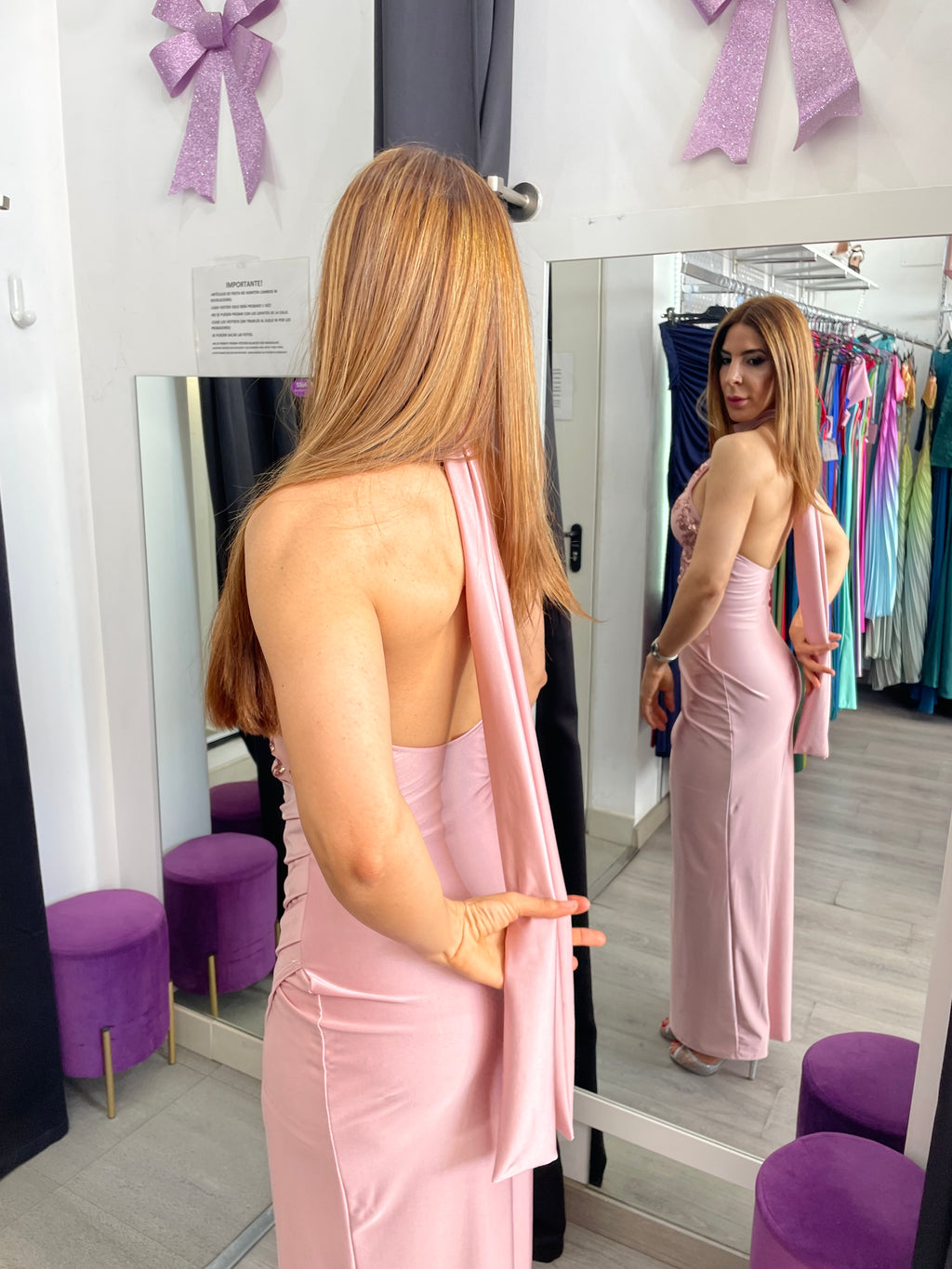 Vestido largo Gisela Rosa + colores