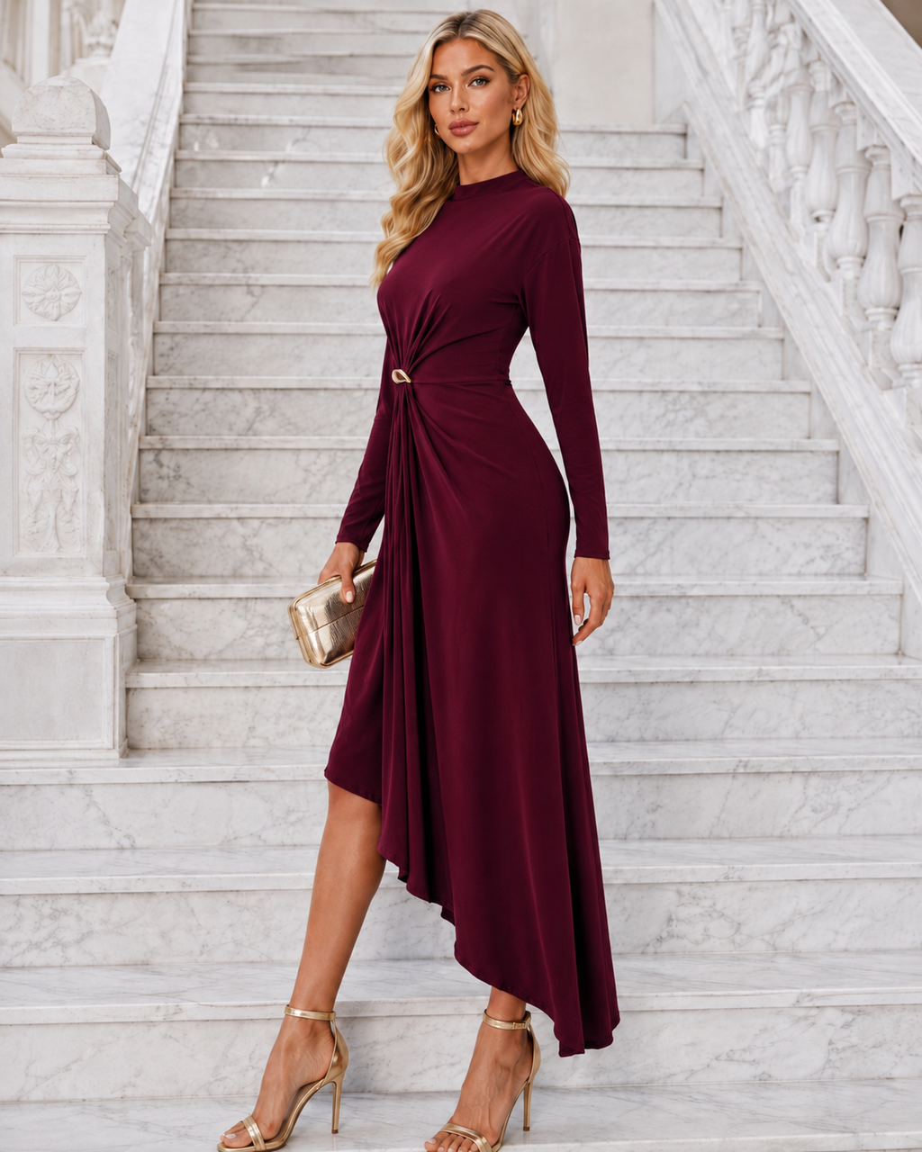 Vestido midi Lix Burdeos