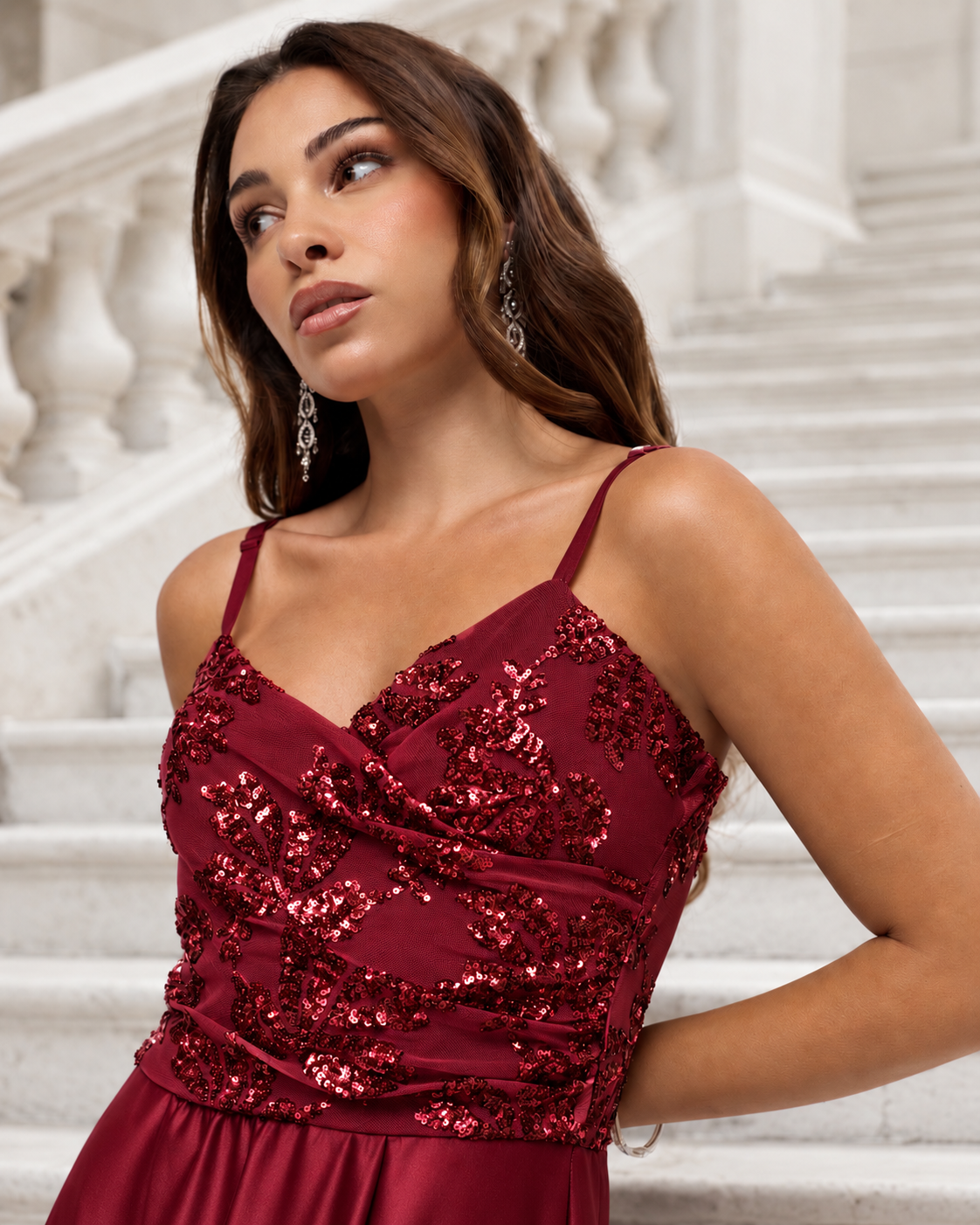 Vestido largo Belha Burdeos