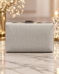 Bolso clutch plata brillo