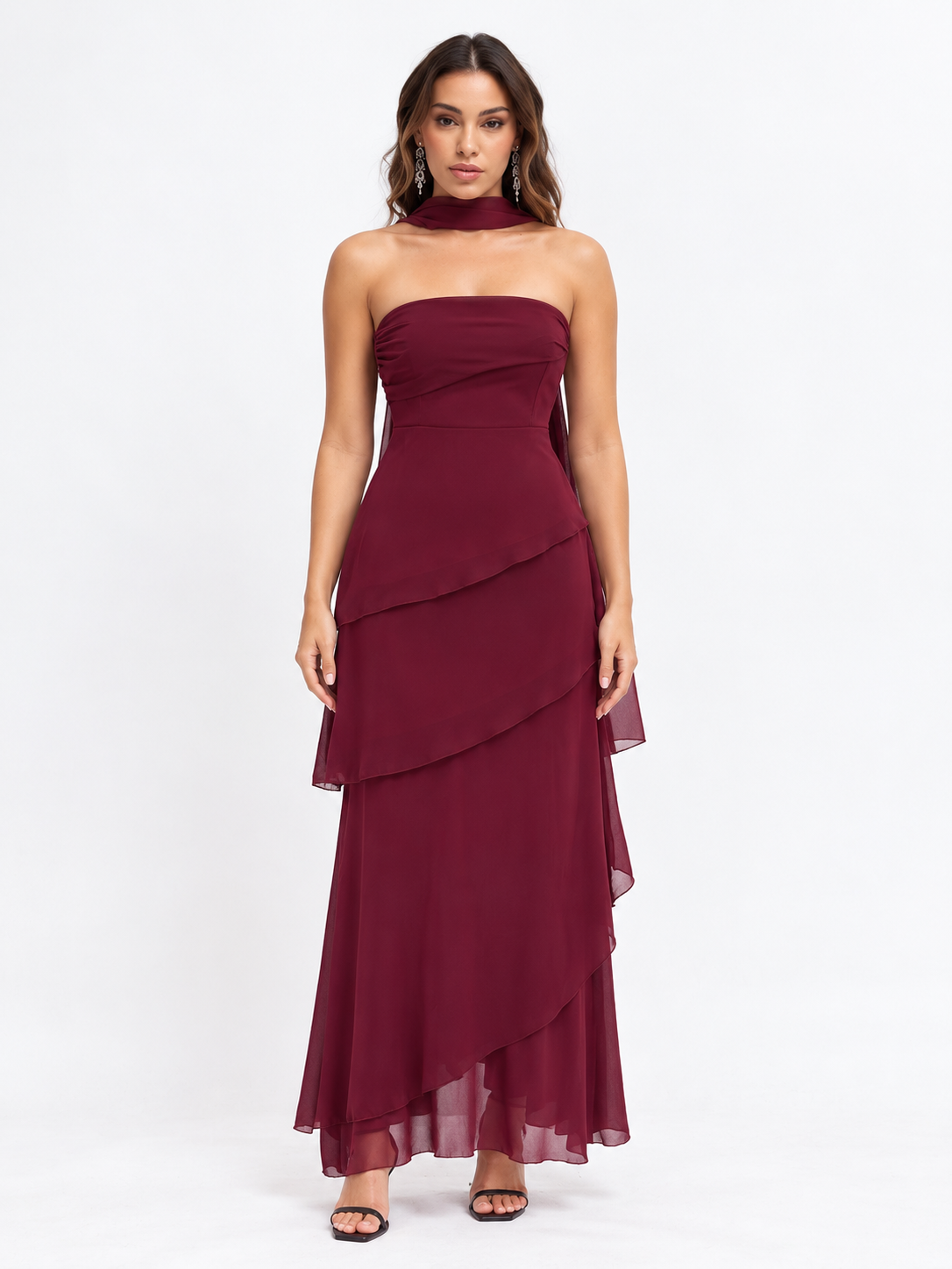Vestido largo Vera burdeos