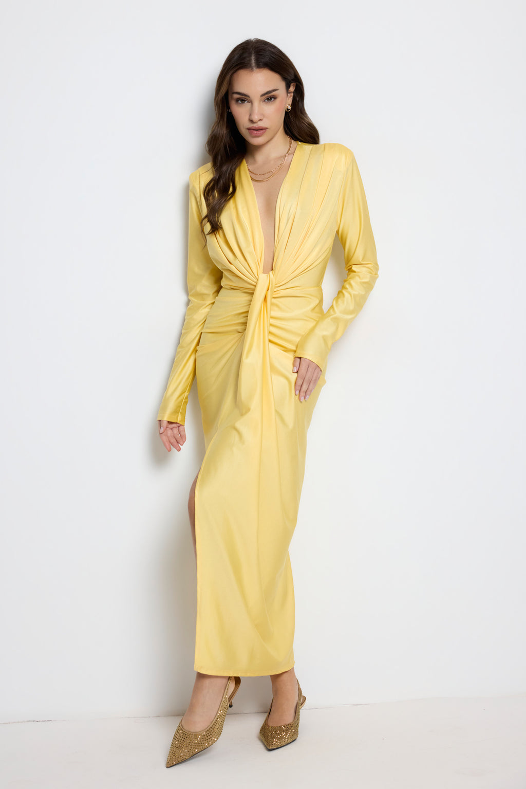 Vestido largo Alexandra manga Amarillo