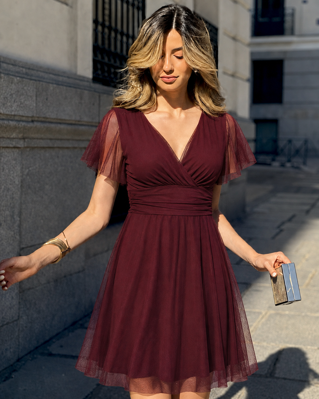 Vestido corto Tamara Burdeos