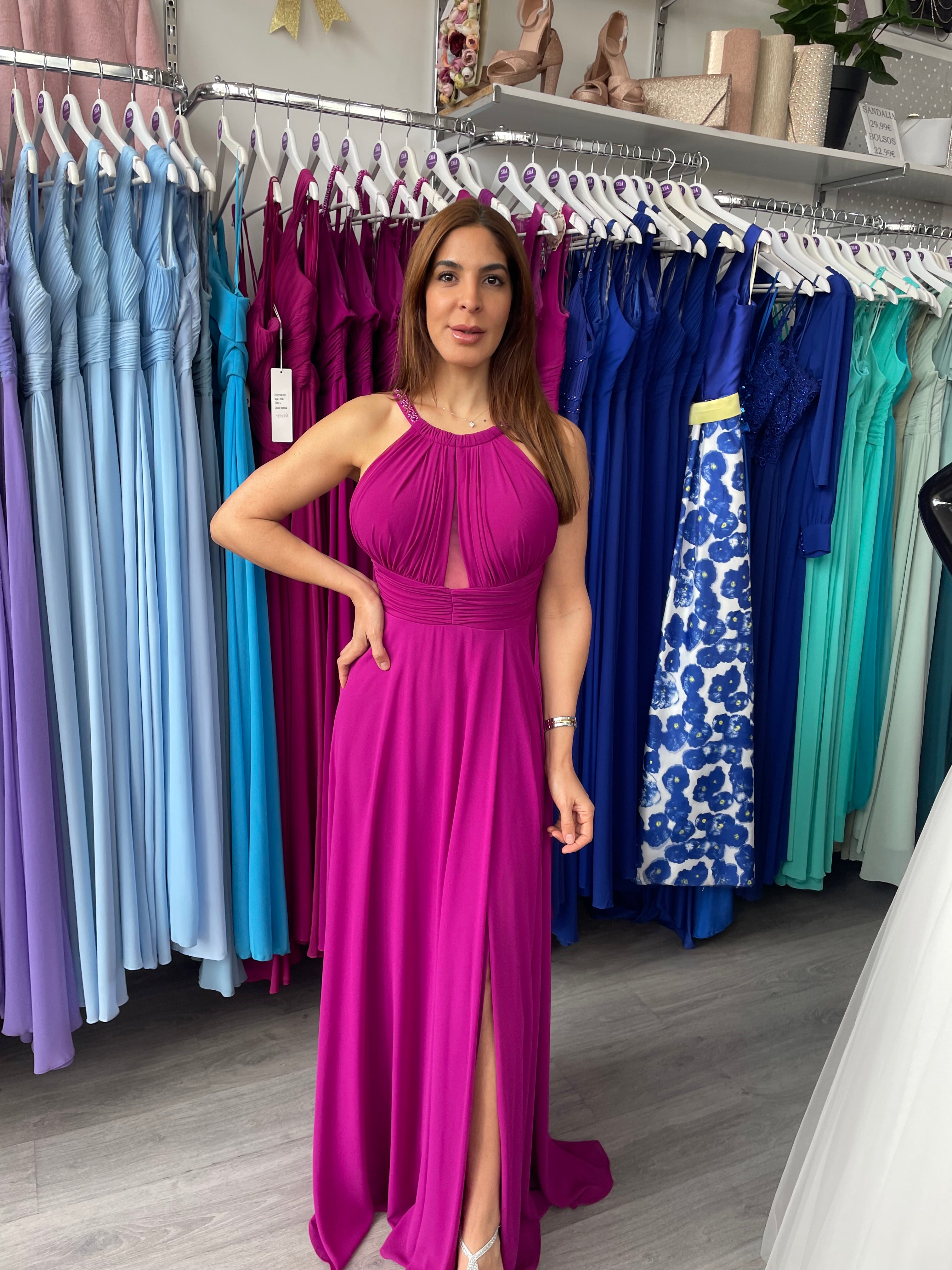 Vestido Suhaila abertura aguamarina