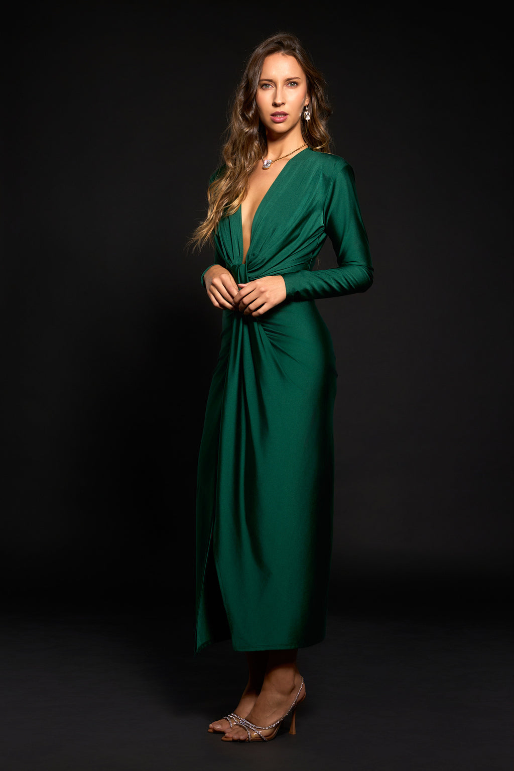 Vestido largo Alexandra manga botella