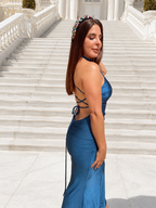 Vestido largo Uxía Petróleo