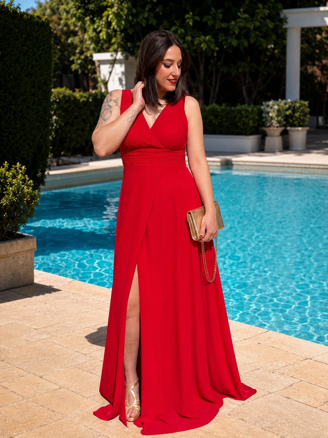 Vestido largo Enma Rojo menta