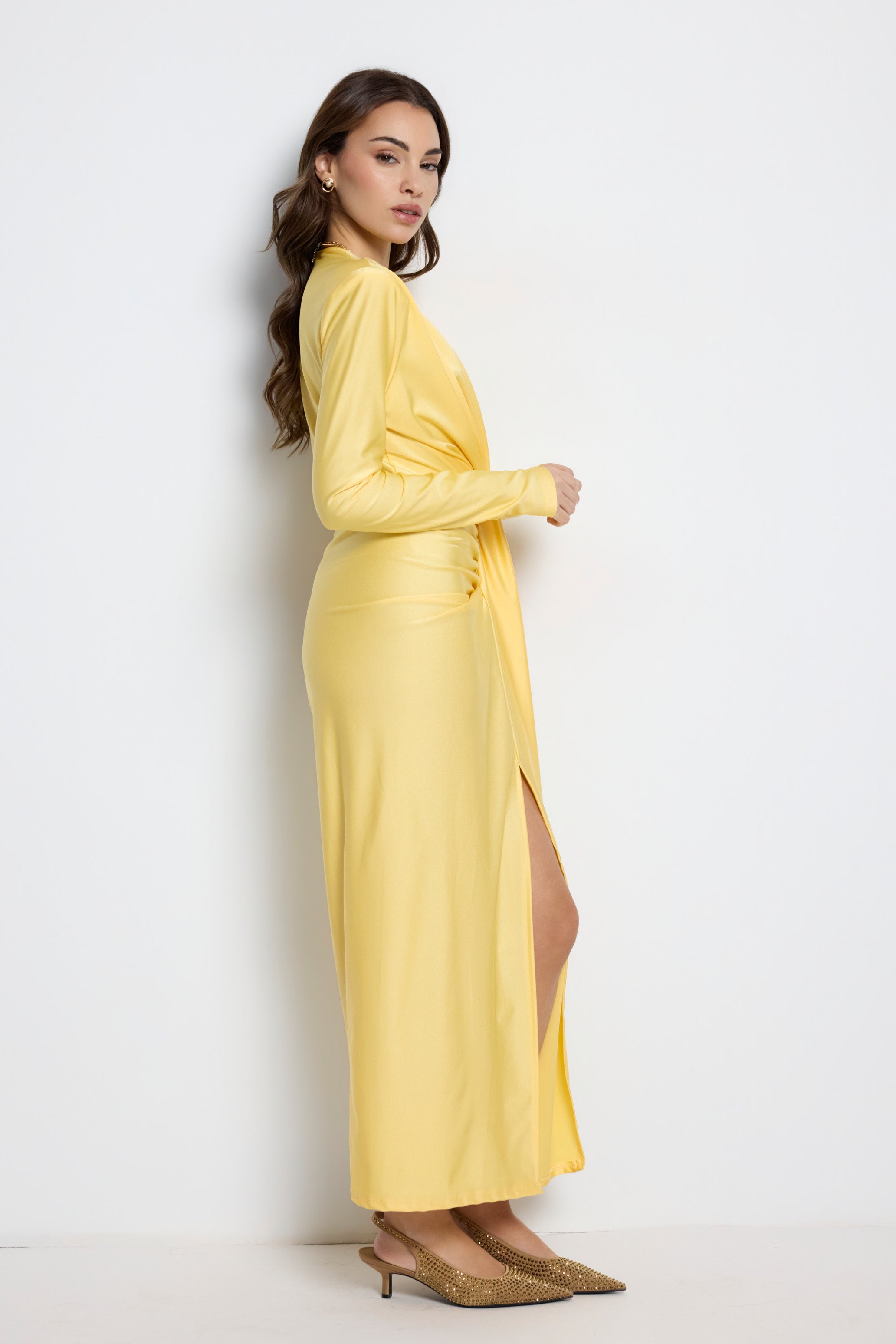 Vestido largo Alexandra manga Amarillo