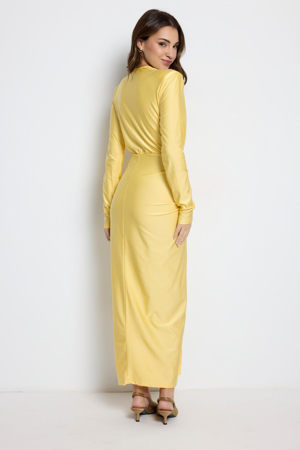 Vestido largo Alexandra manga Amarillo