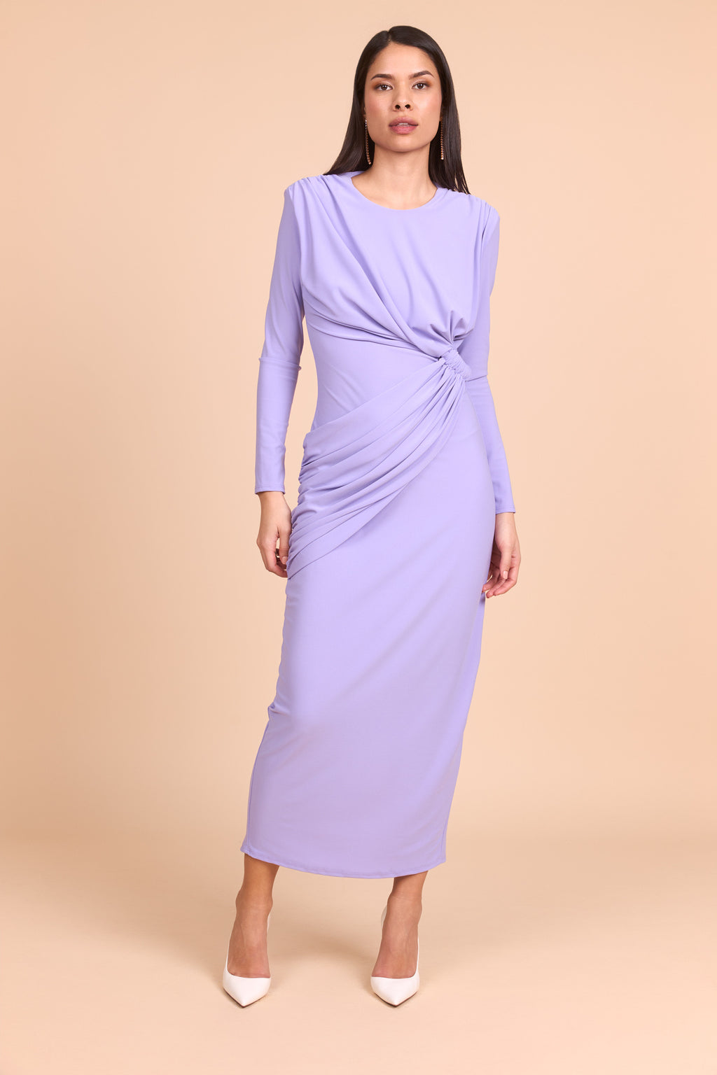 Vestido largo Kai manga larga lila