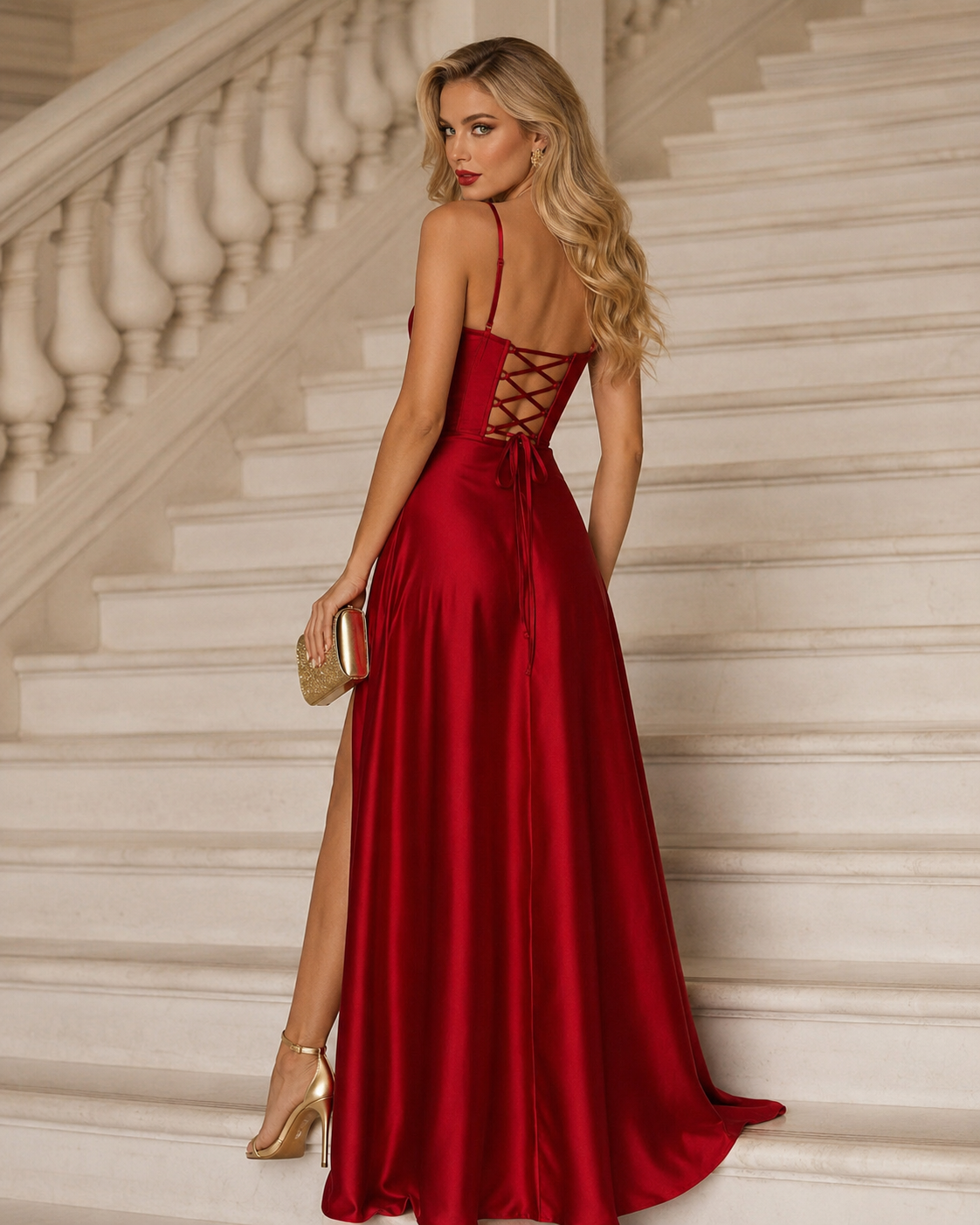 Vestido largo Ginebra cereza