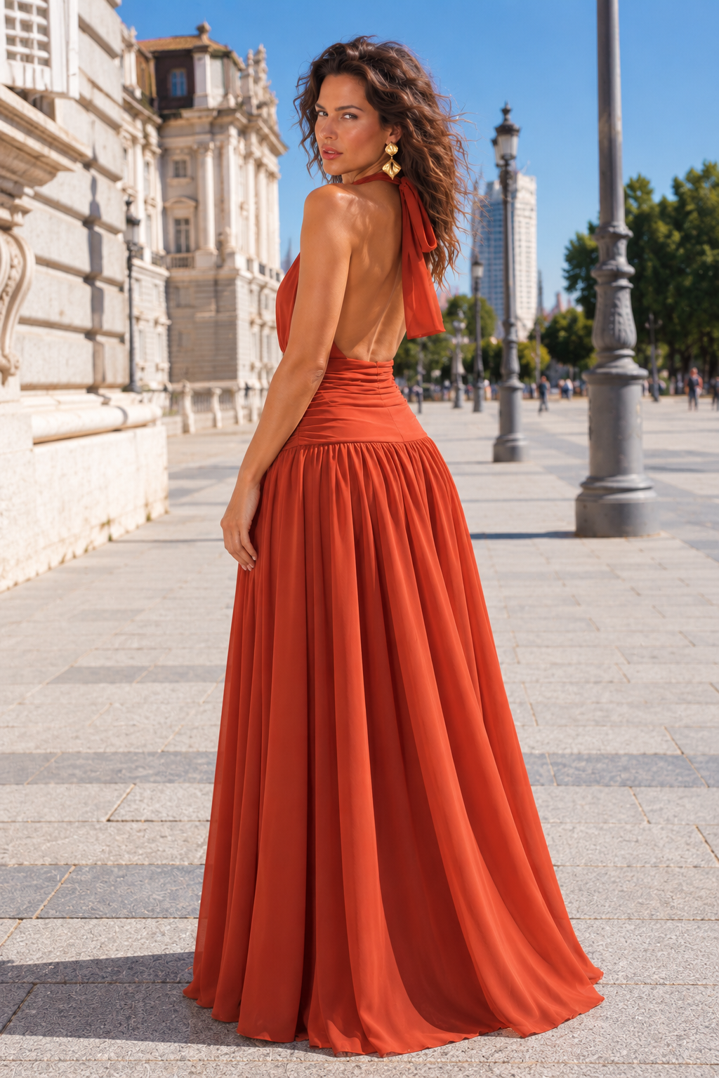 Vestido Largo Dilema Teja