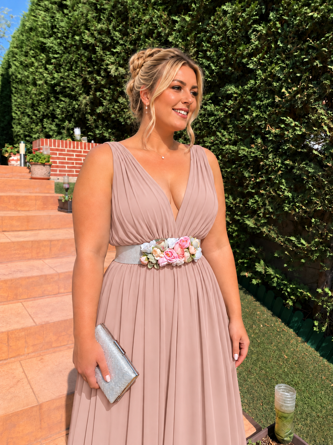 Vestido largo Rose maquillaje