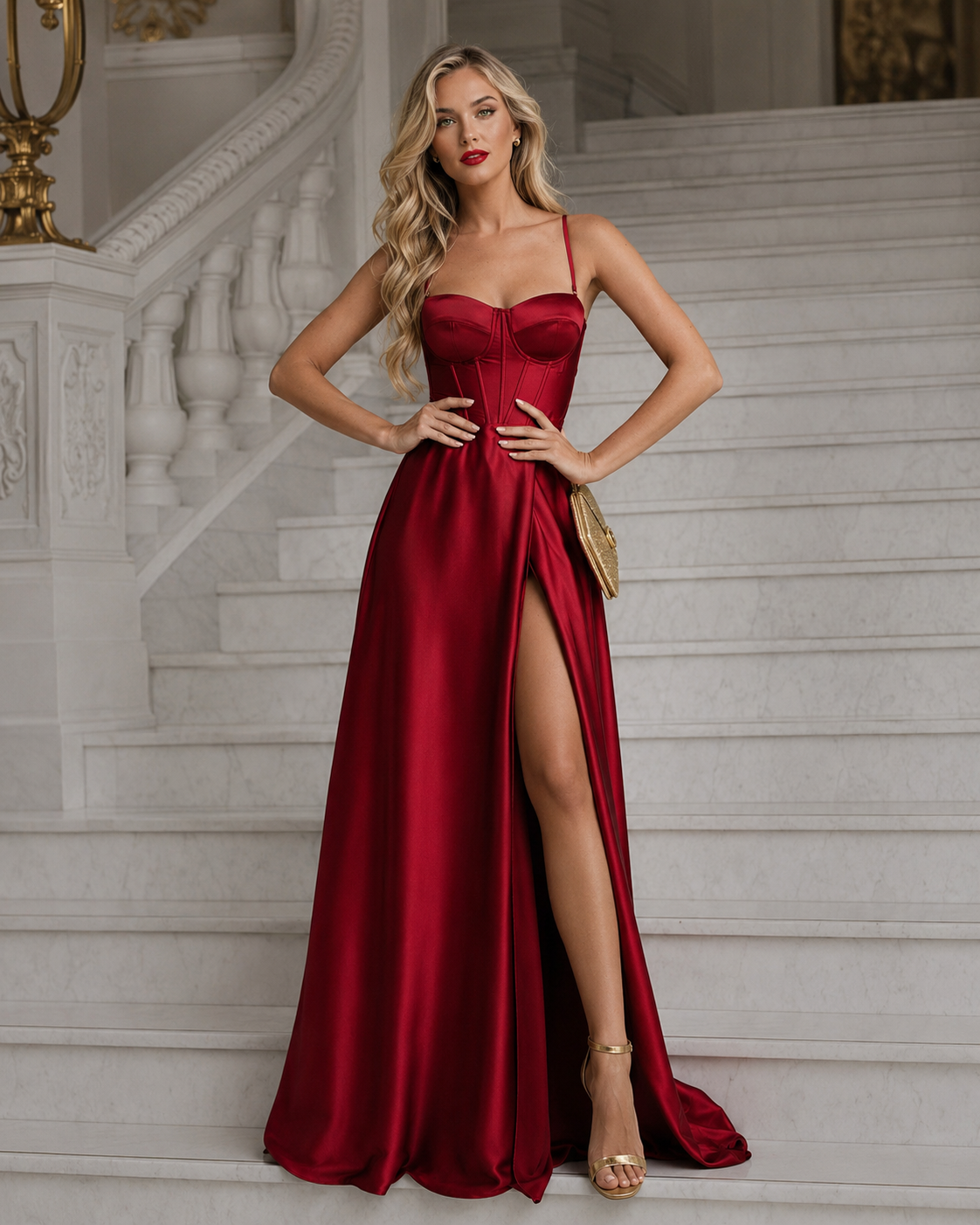 Vestido largo Ginebra cereza