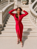Vestido largo Alexandra manga Rojo