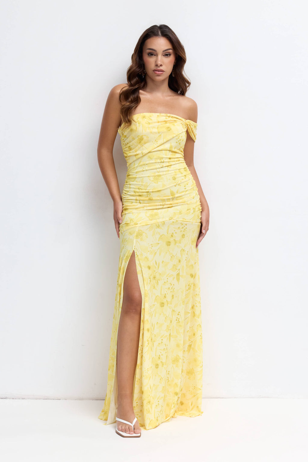 Vestido largo Fiona print amarillo