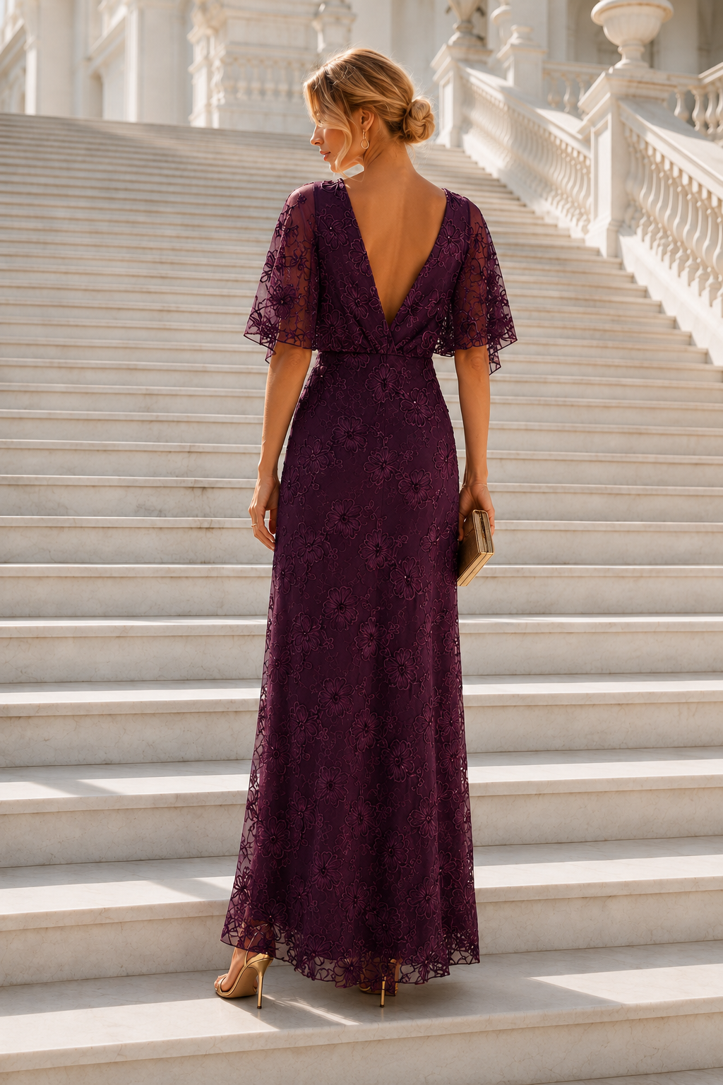 Vestido largo Duna Berenjena