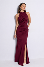 Vestido largo Kareins licra burdeos