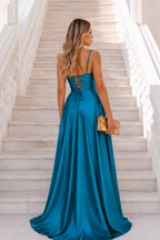 Vestido largo Ginebra petróleo