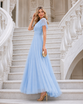 Vestido largo Érika tul Celeste
