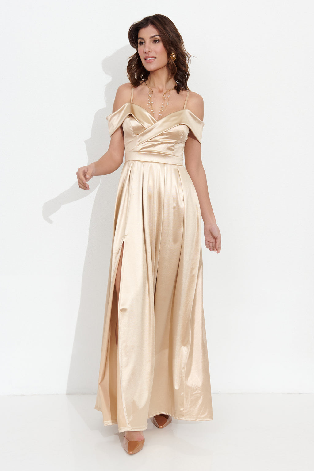 Vestido largo Ico novia Beige