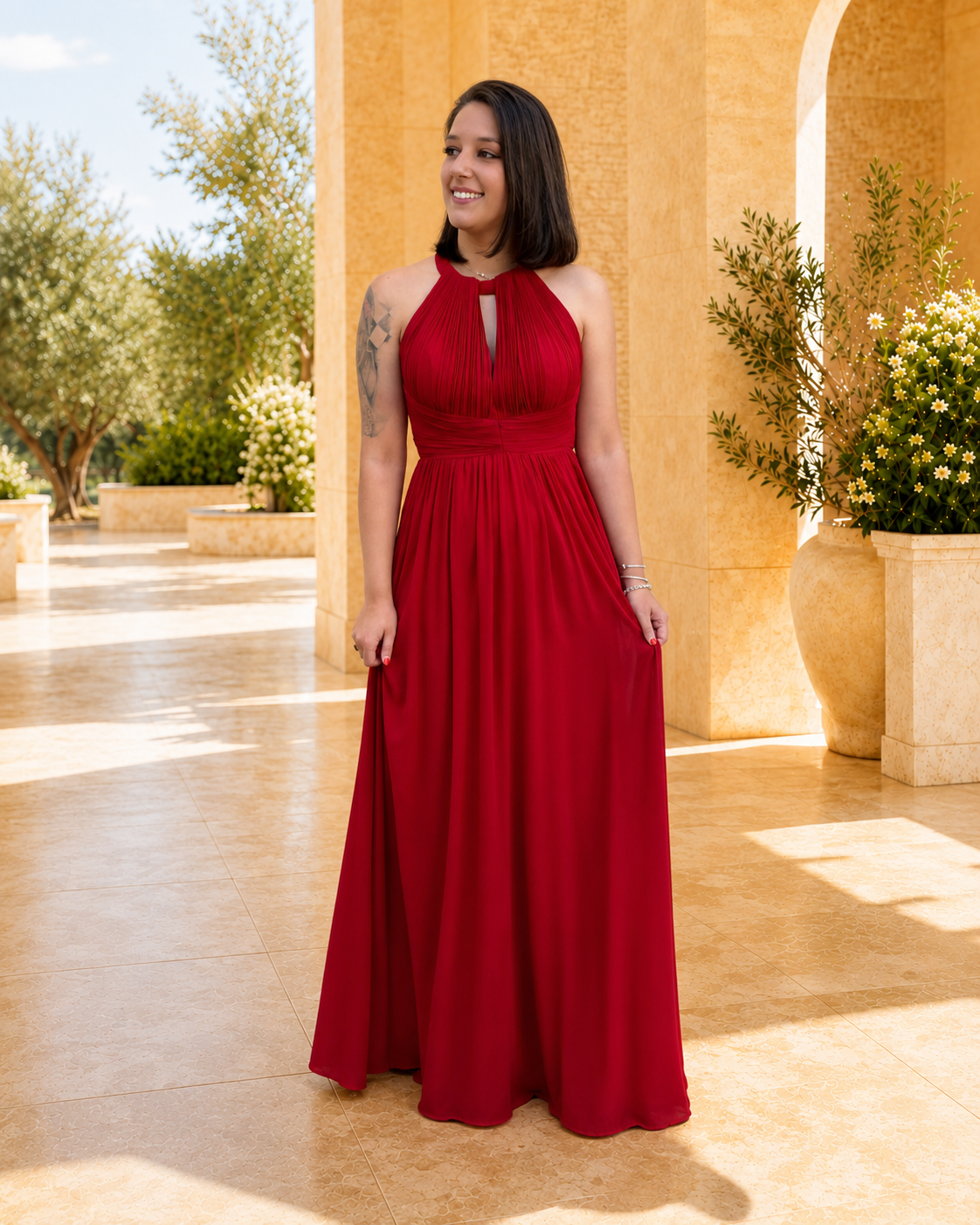 Fabiola cherry long dress