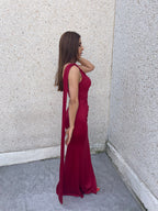 Vestido largo Amaia burdeos