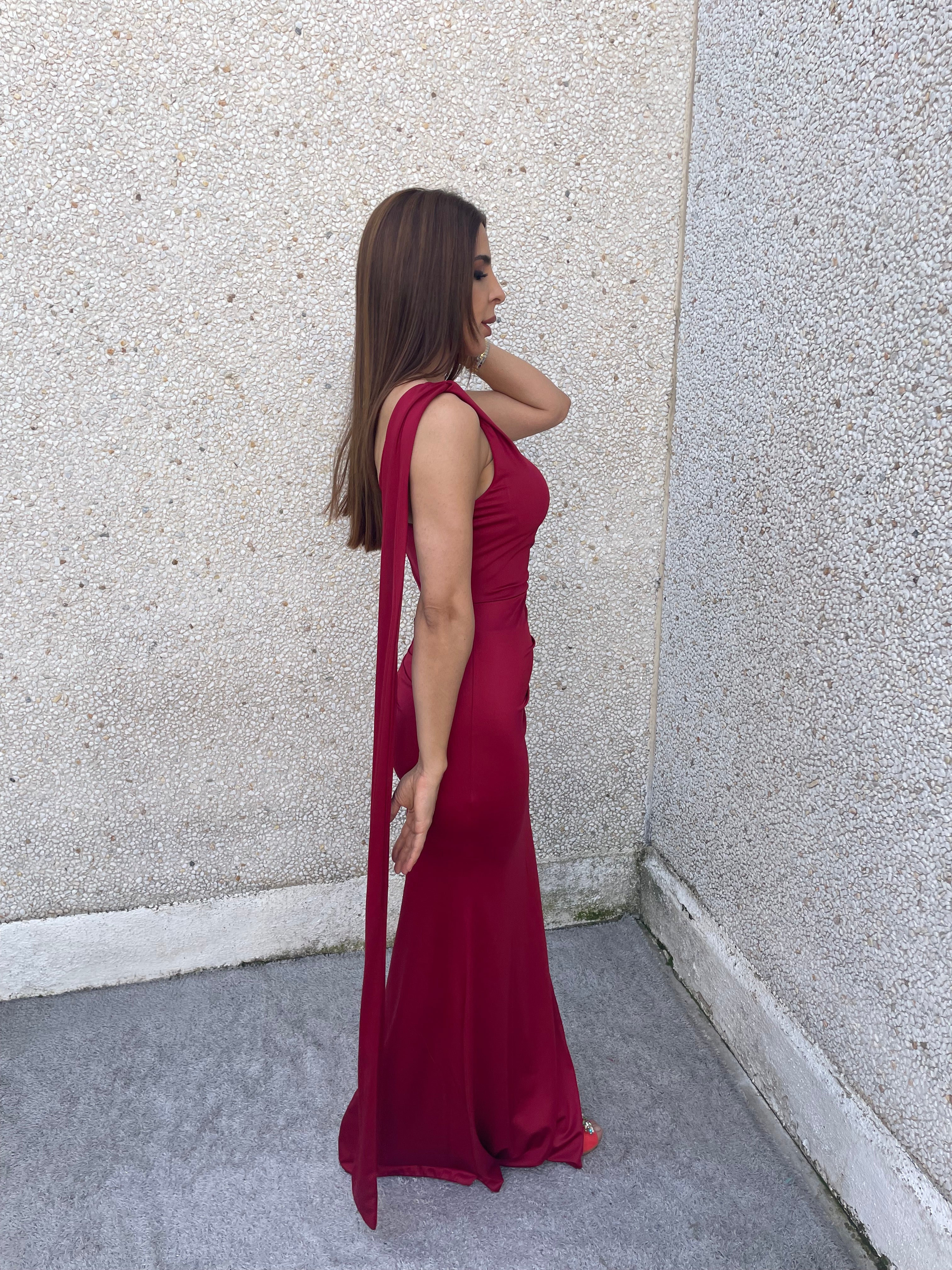 Vestido largo Amaia burdeos