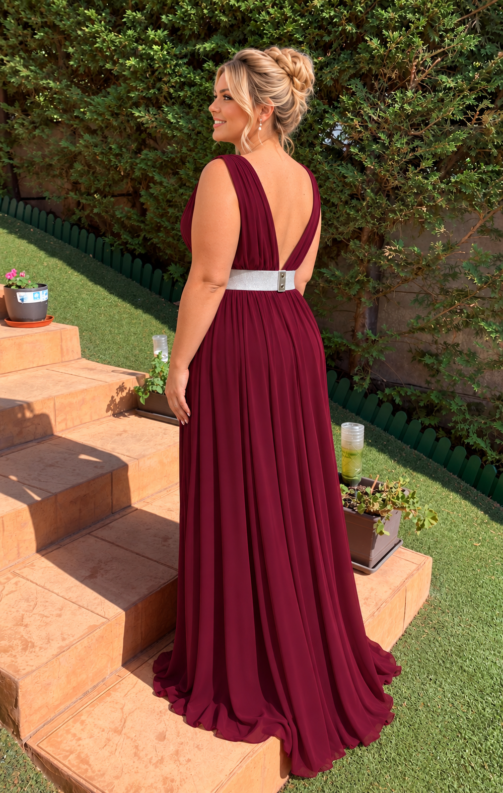 Vestido largo Rose Berenjena-granate
