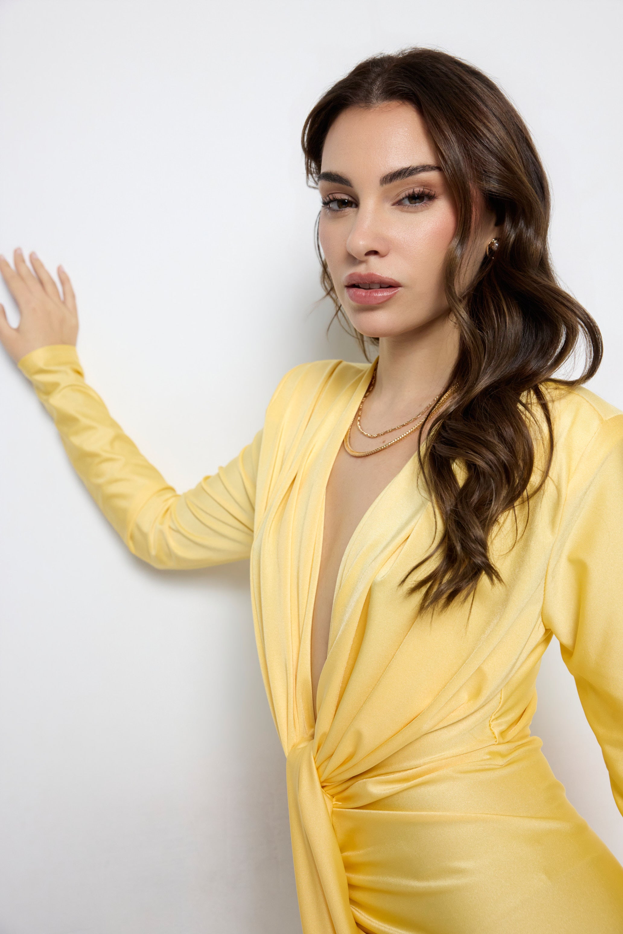 Vestido largo Alexandra manga Amarillo