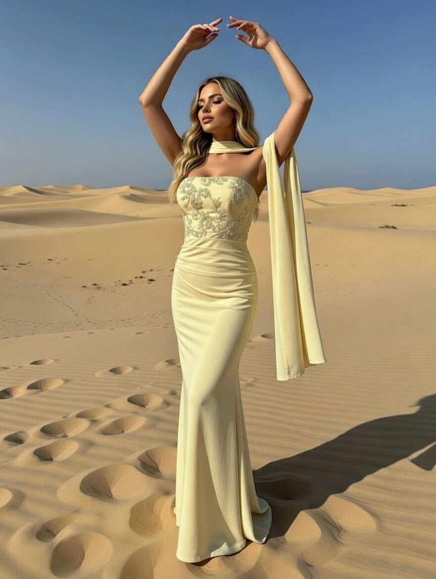 Vestido largo Sicilia amarillo