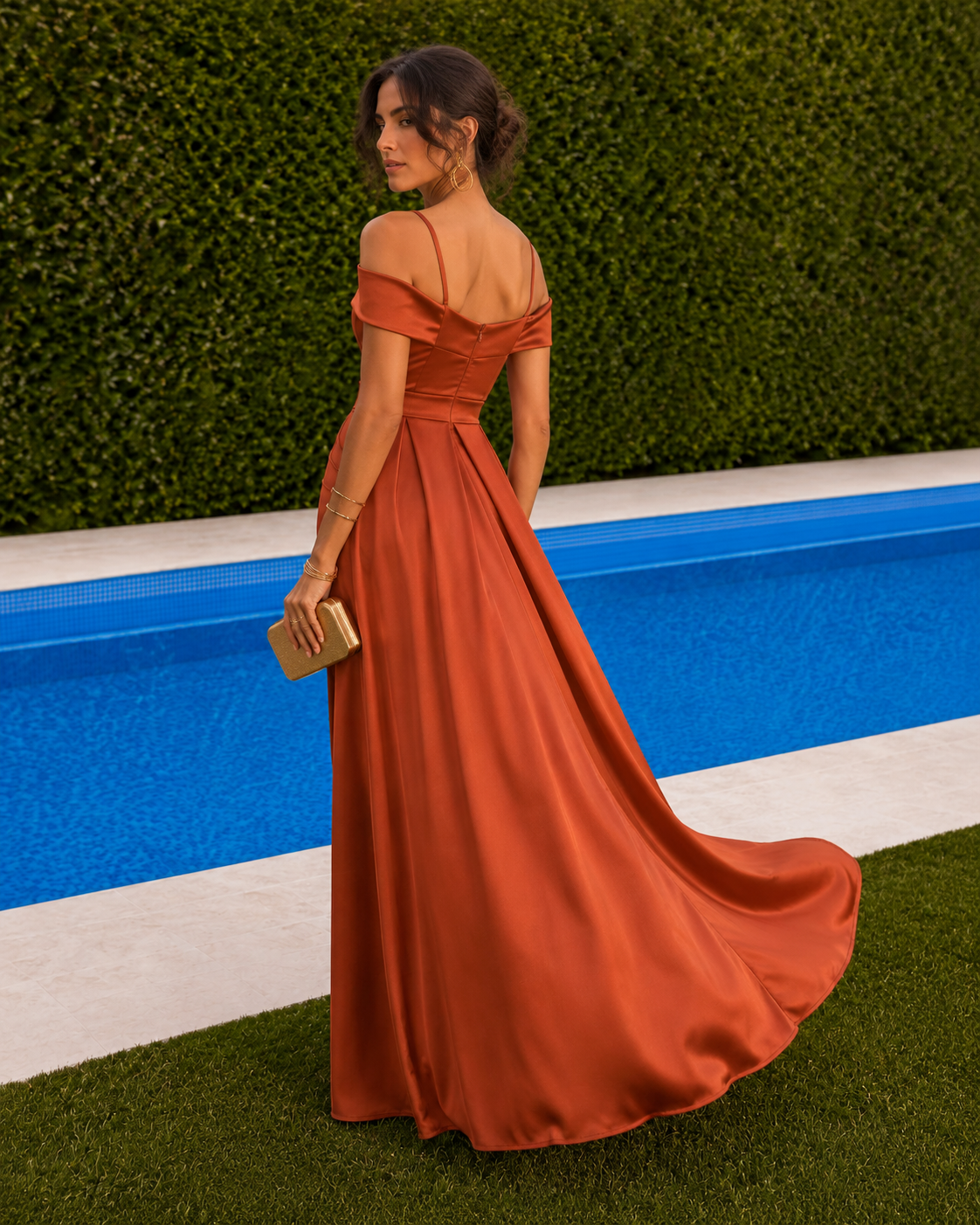 Vestido largo Ico Teja