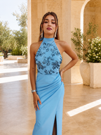 Vestido largo Gisela celeste