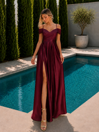 Vestido largo Ico burdeos