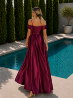 Vestido largo Ico burdeos
