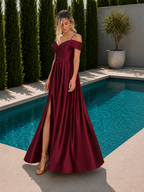 Vestido largo Ico burdeos