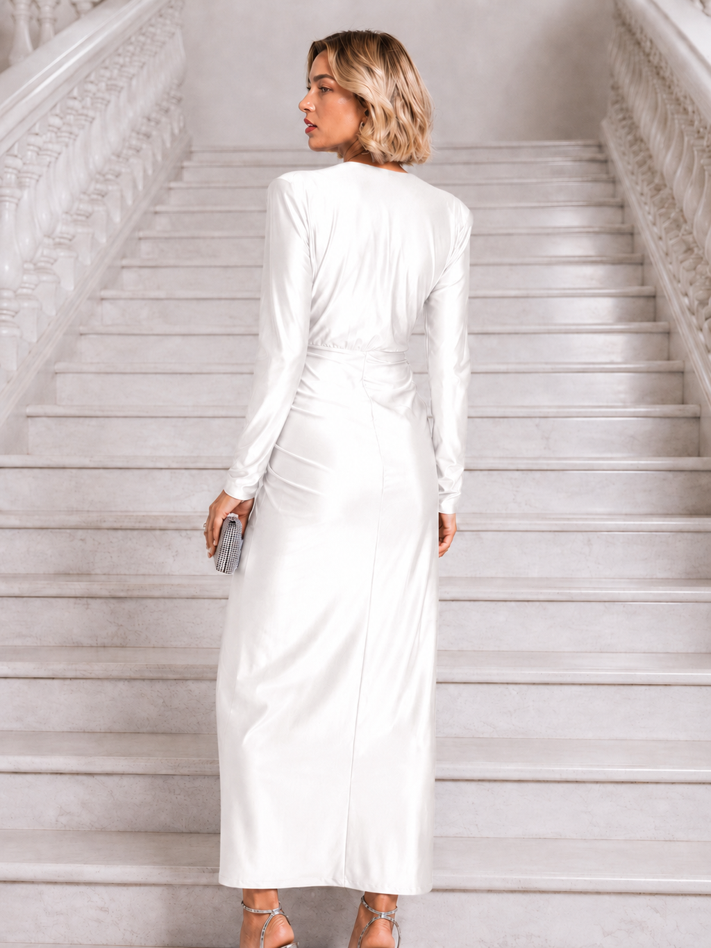 Vestido largo Alexandra manga Blanco
