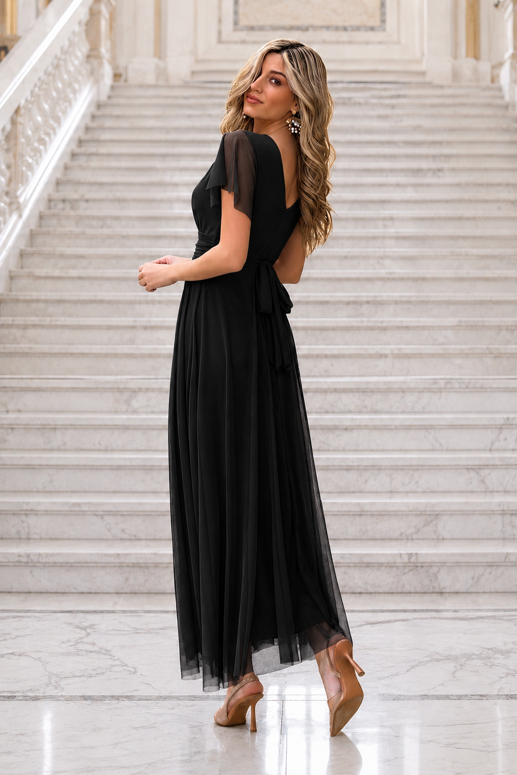 Vestido largo Érika tul negro