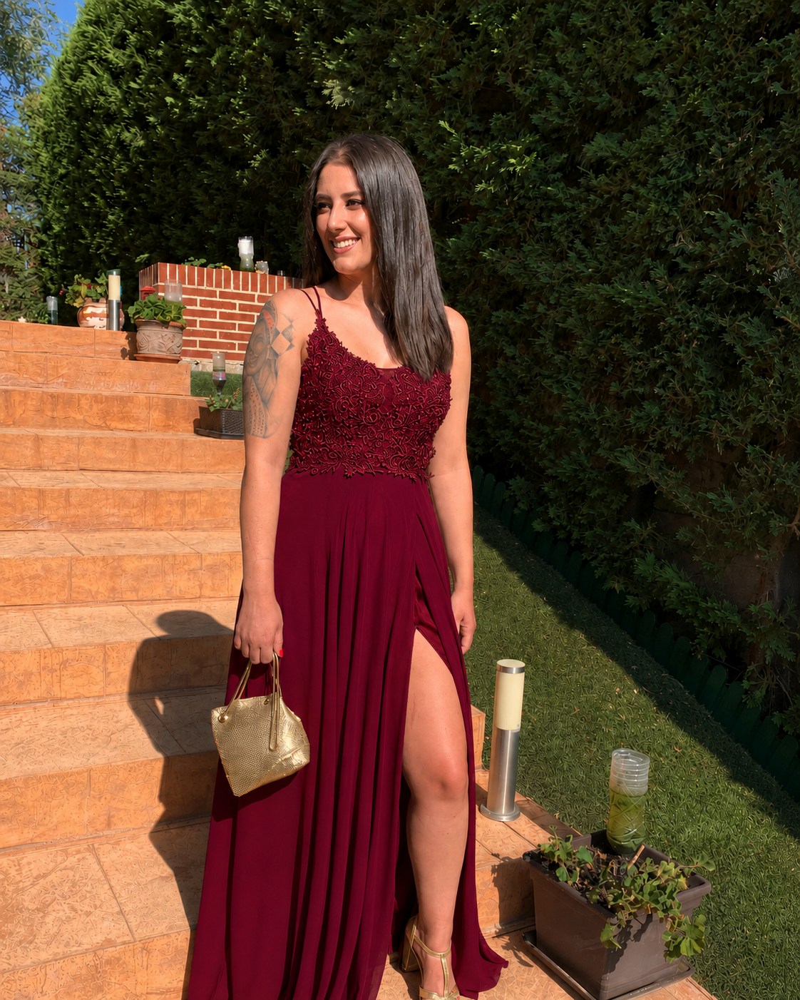 Vestido largo Ivanna Burdeos