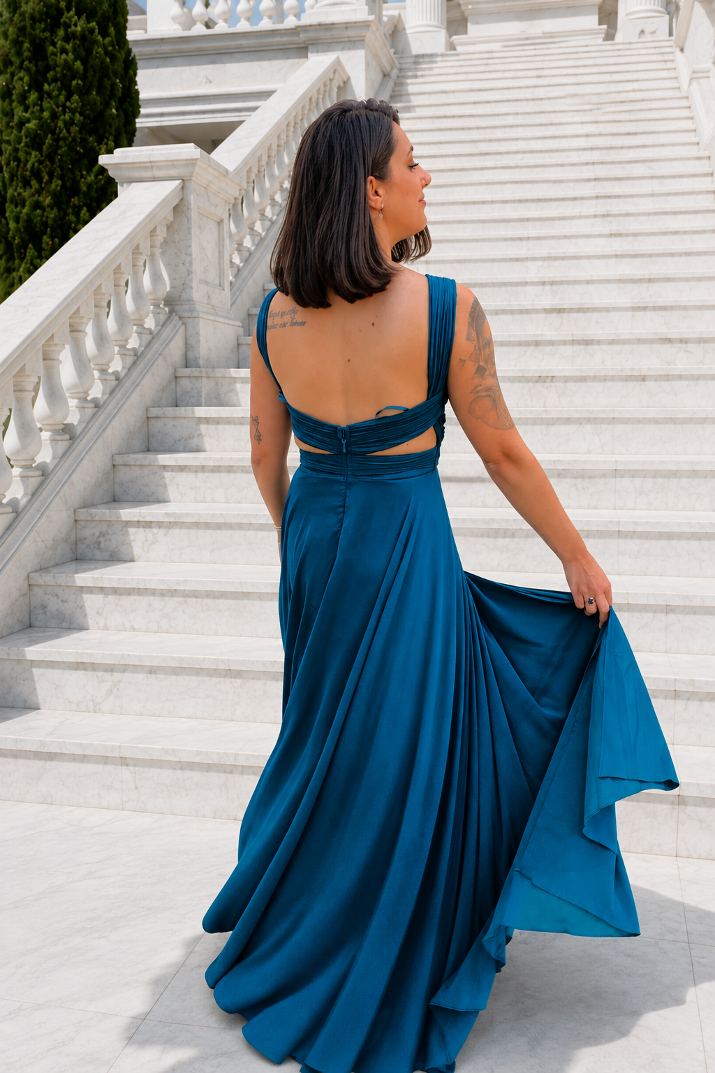 Vestido largo Judith petróleo