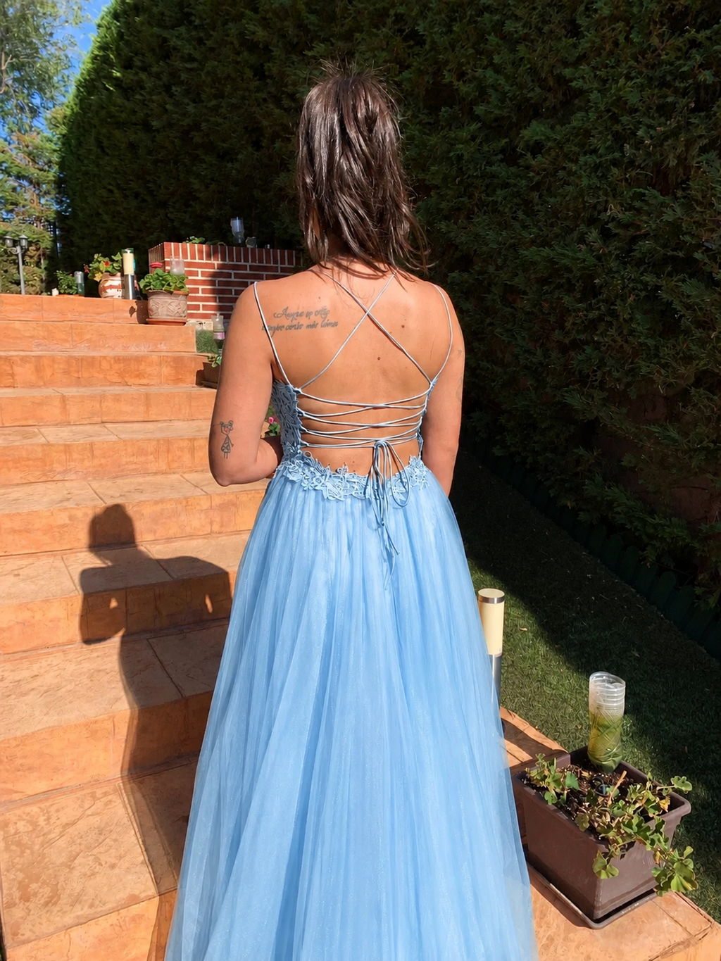 Vestido largo Miss Bliss Celeste