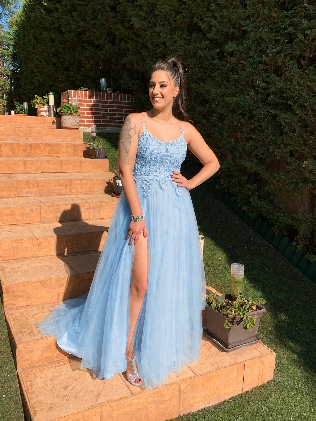 Vestido largo Miss Bliss Celeste
