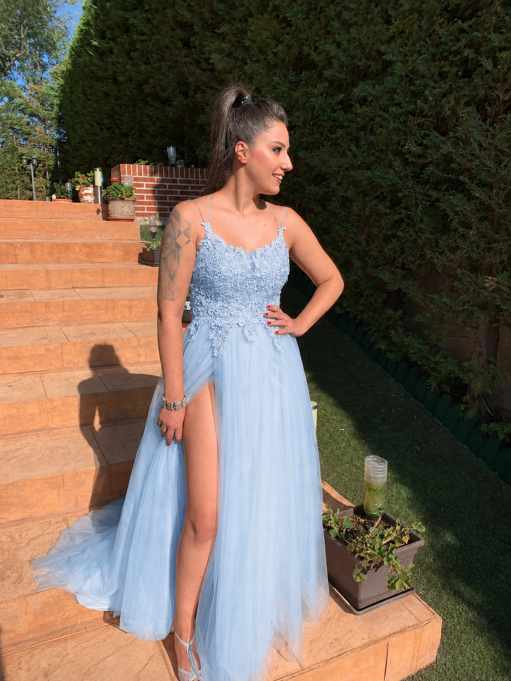 Vestido largo Miss Bliss Celeste