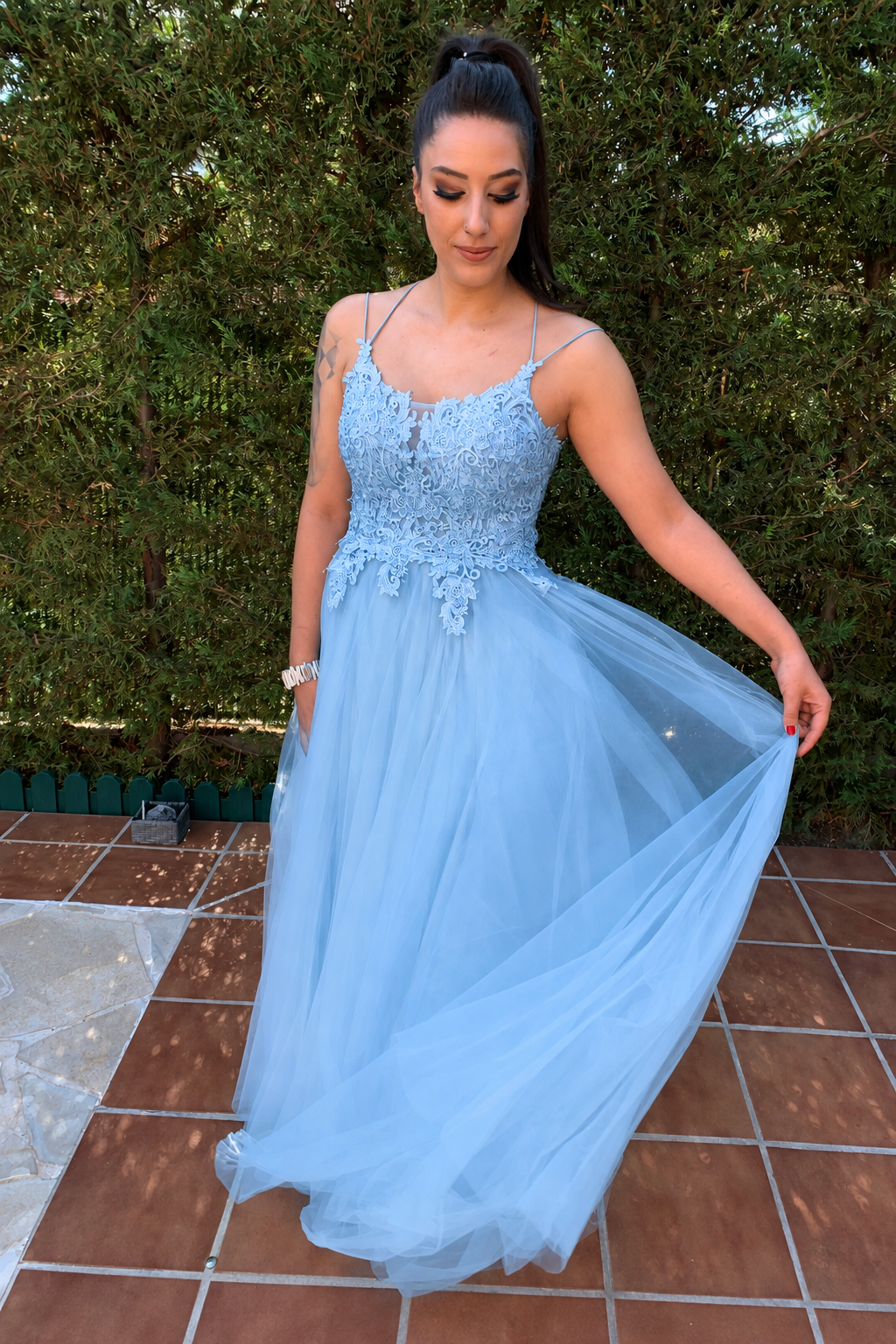 Vestido largo Miss Bliss Celeste