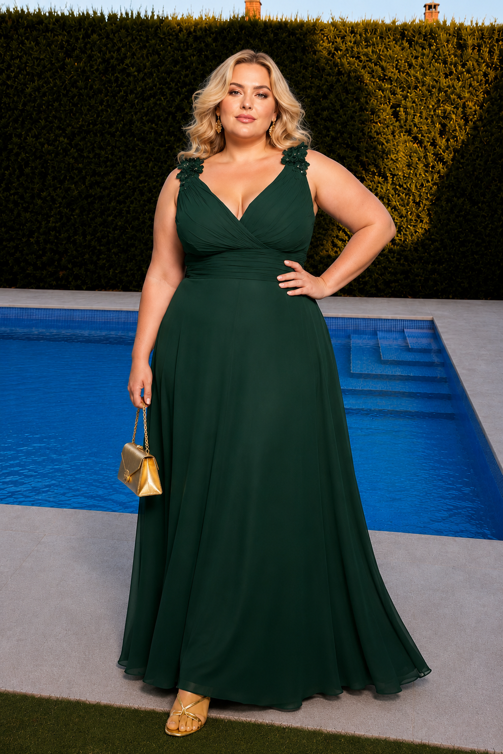 Vestido largo Lola curvy esmeralda