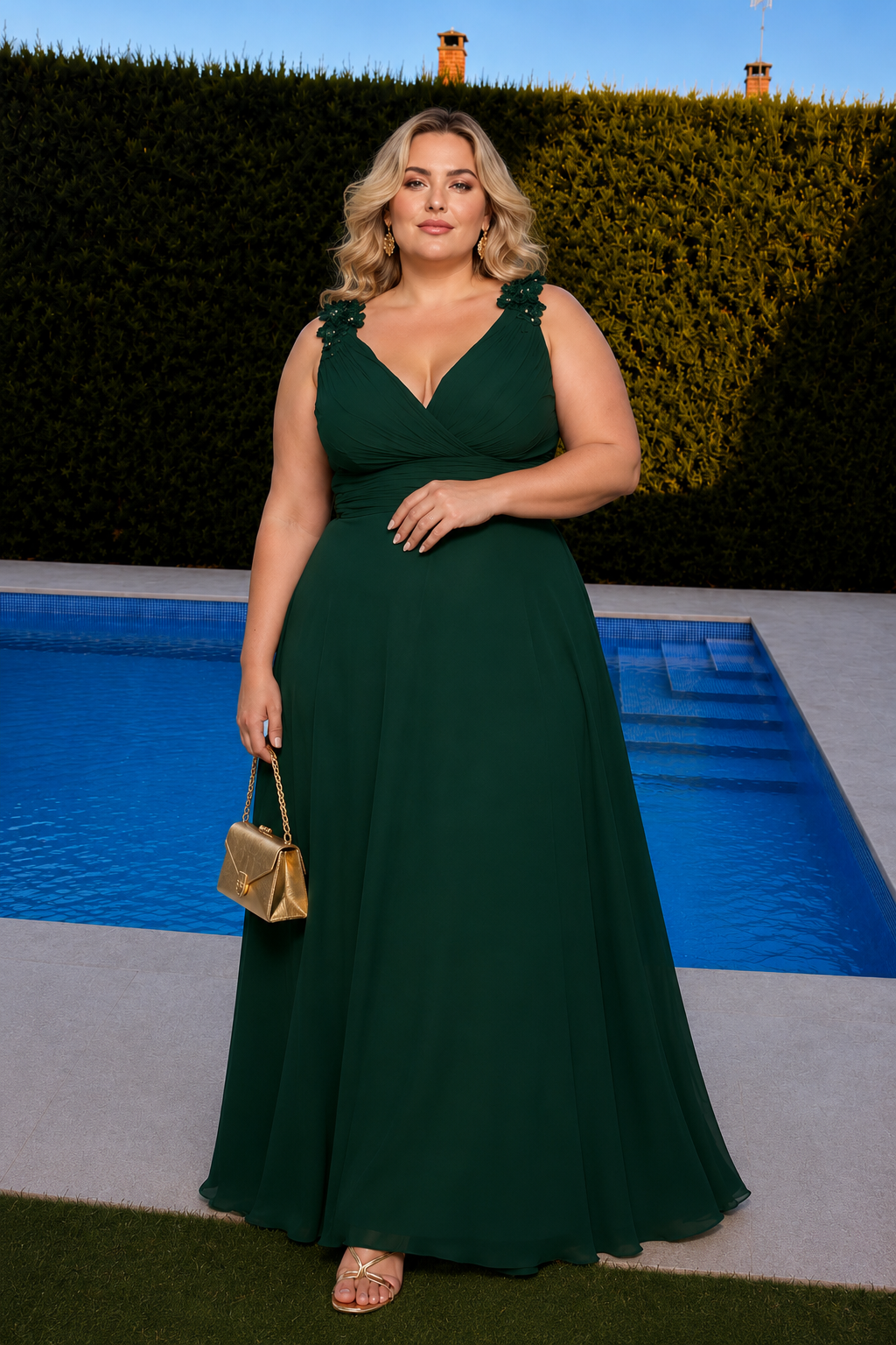 Vestido largo Lola curvy esmeralda