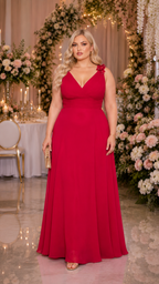 Vestido largo Lola curvy cereza