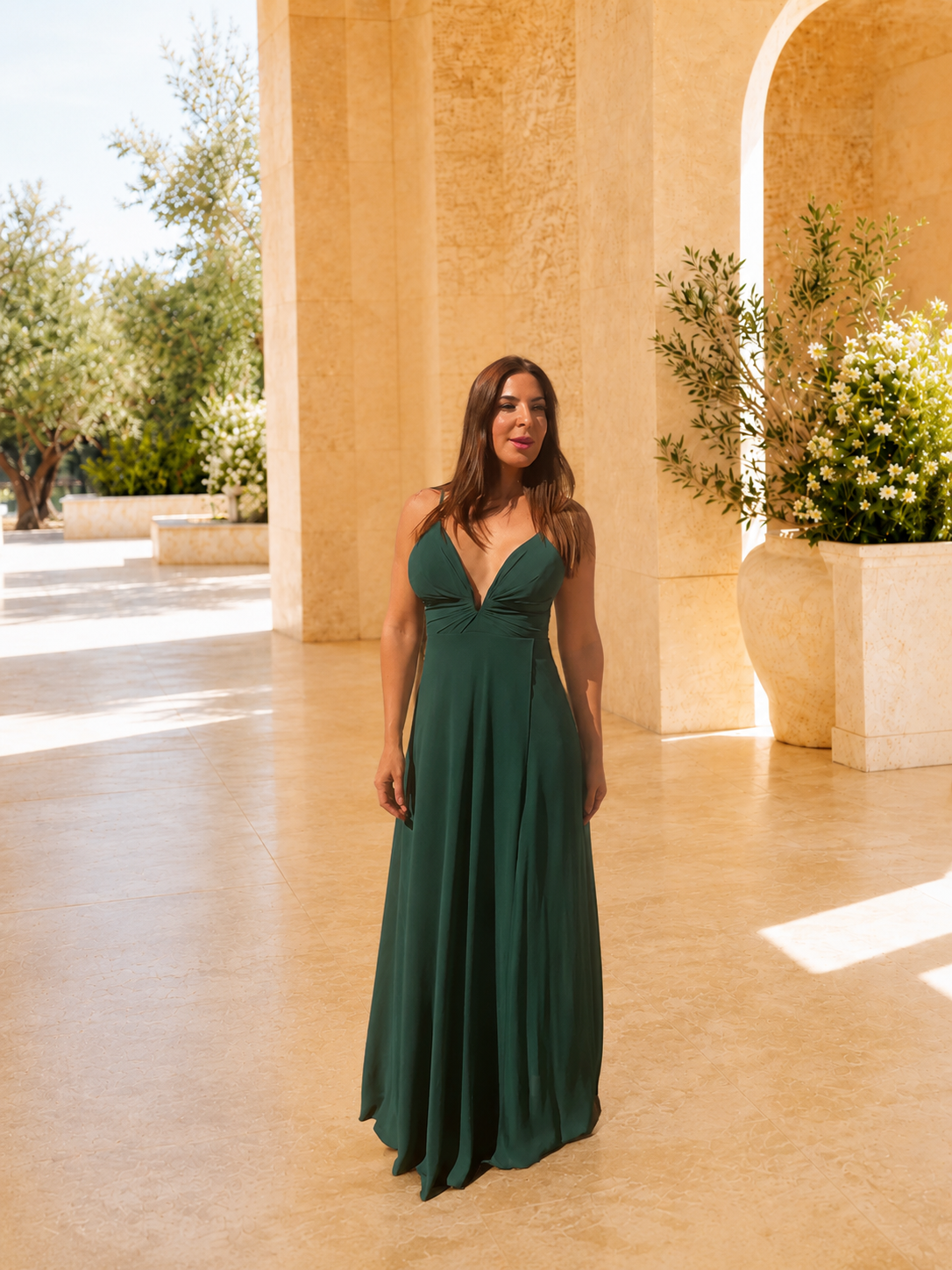 Yaiza dress, bottle green